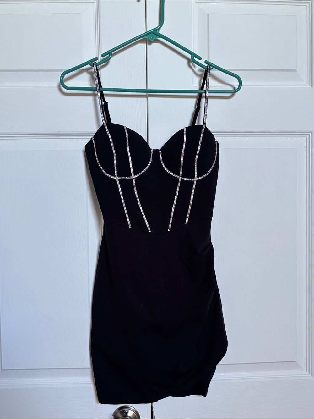 Windsor Black Rhinestone Bustier Mini Dress XS Bodycon Cocktail Party